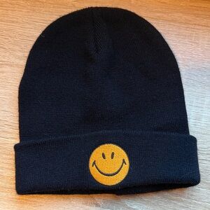 Aviator Nation Black Hat with Gold Smiley